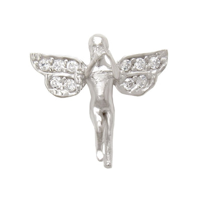 Sterling Silver Angel CZ Pendant Width-17.3mm, Height-6/8inch