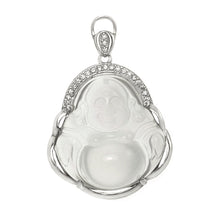Load image into Gallery viewer, Sterling Silver Chalcedony Happy Buddha With CZ Rhodium Pendant