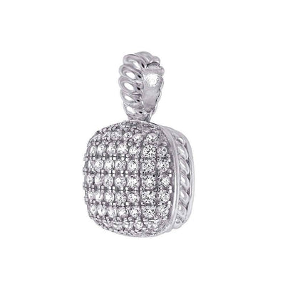 Sterling Silver Cubic Zirconia Micro Pave PendantAnd Length 0.67 inchesAnd Width 10.6mm