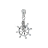 Sterling Silver CZ Ship wheel Charm