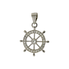 Load image into Gallery viewer, Sterling Silver Cubic Zirconia Marine Wheel Pendant