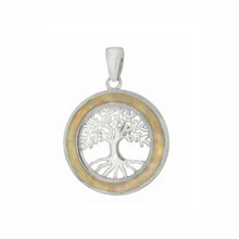 Load image into Gallery viewer, Sterling Silver Tree Of Life Simulated White Opal PendantAnd Length 1 1/8 inchAnd Diameter 21.2 mm