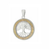 Sterling Silver Tree Of Life Simulated White Opal PendantAnd Length 1 1/8 inchAnd Diameter 21.2 mm