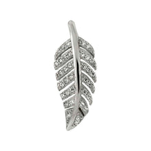 Load image into Gallery viewer, Sterling Silver Feather Shaped Pendant With Pave CZ