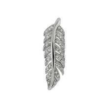 Load image into Gallery viewer, Sterling Silver Feather Shaped Pendant With Pave CZ