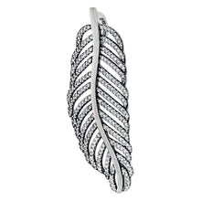 Load image into Gallery viewer, Sterling Silver Feather Shaped Pendant With Pave CZ