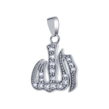 Load image into Gallery viewer, Sterling Silver Allah Cubic Zirconia Pendant And Width 5/8 inch