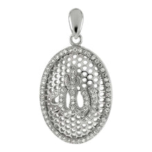 Load image into Gallery viewer, Sterling Silver Allah Cubic Zirconia Perforated Oval Pendant