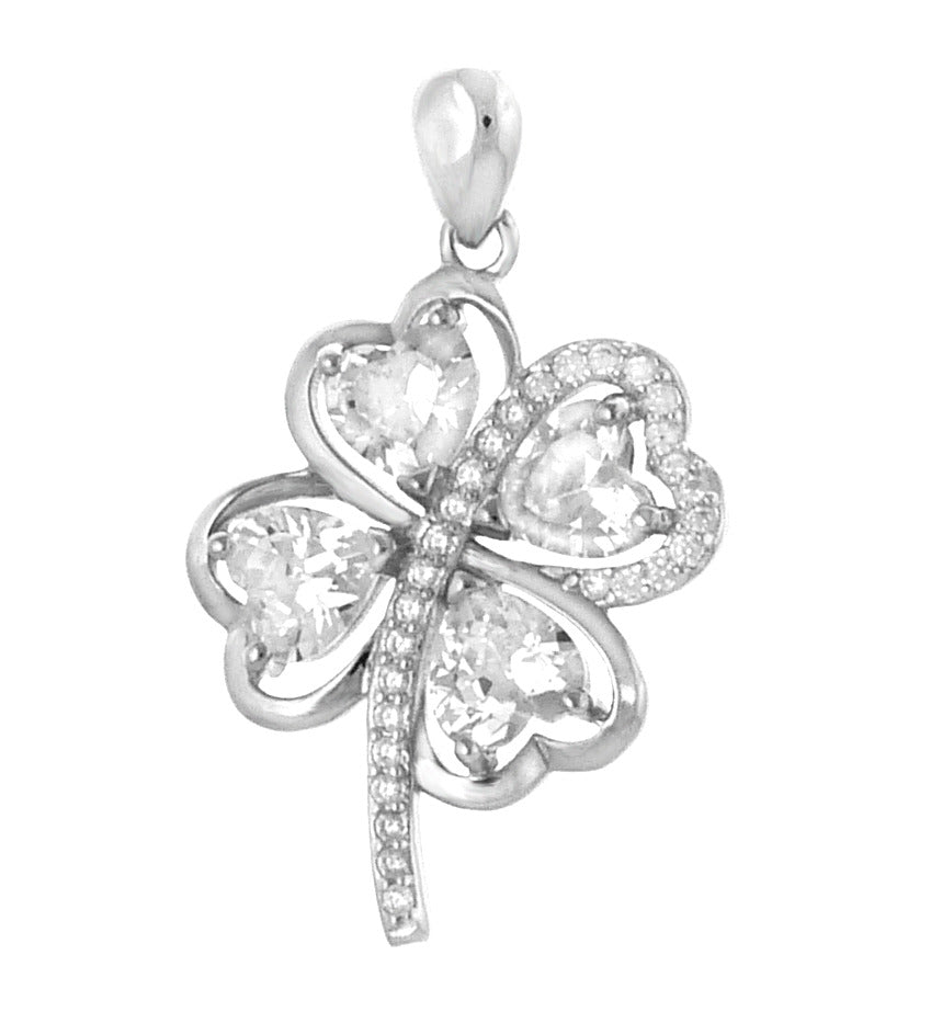 Sterling Silver Four Leaf Clover CZ Pendant