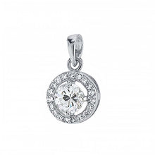 Load image into Gallery viewer, Sterling Silver Halo Round CZ Pendant