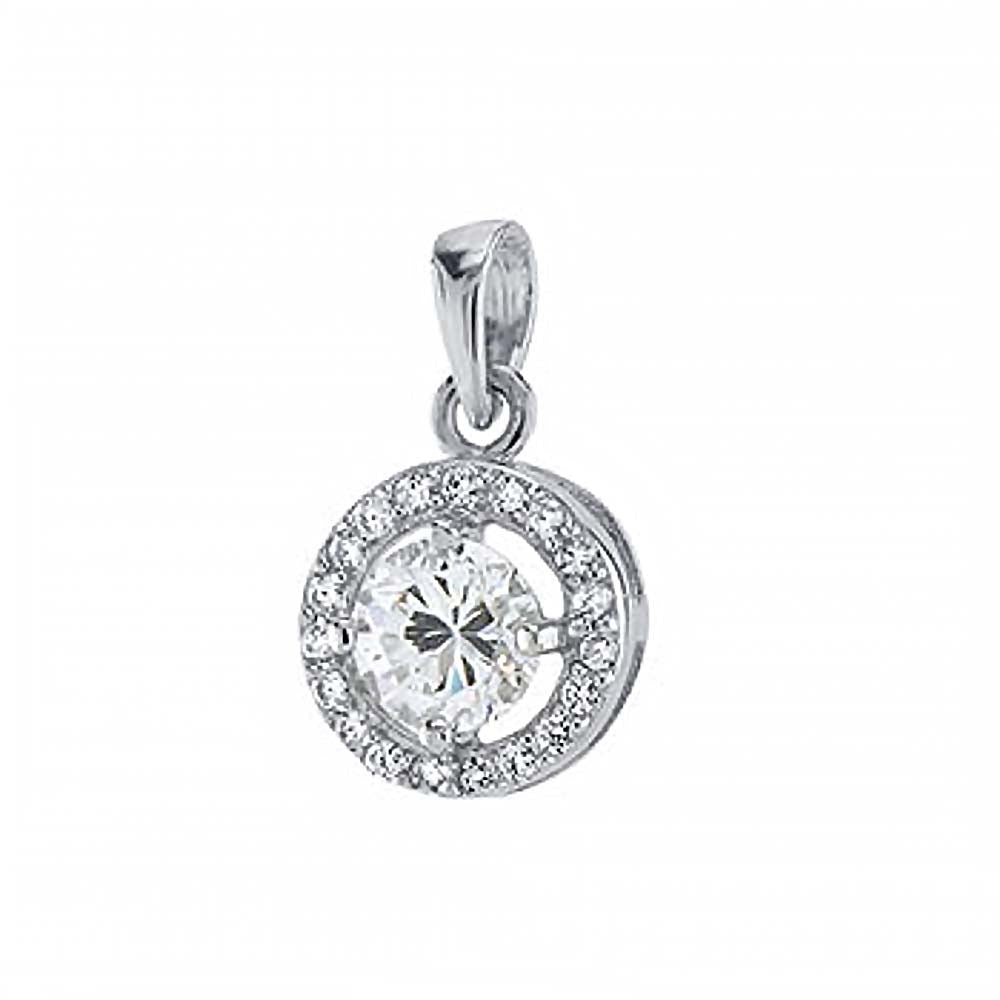 Sterling Silver Halo Round CZ Pendant