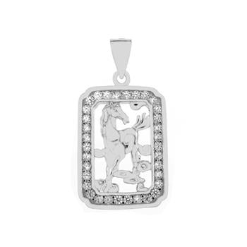 Sterling Silver Horse CZ Pendant