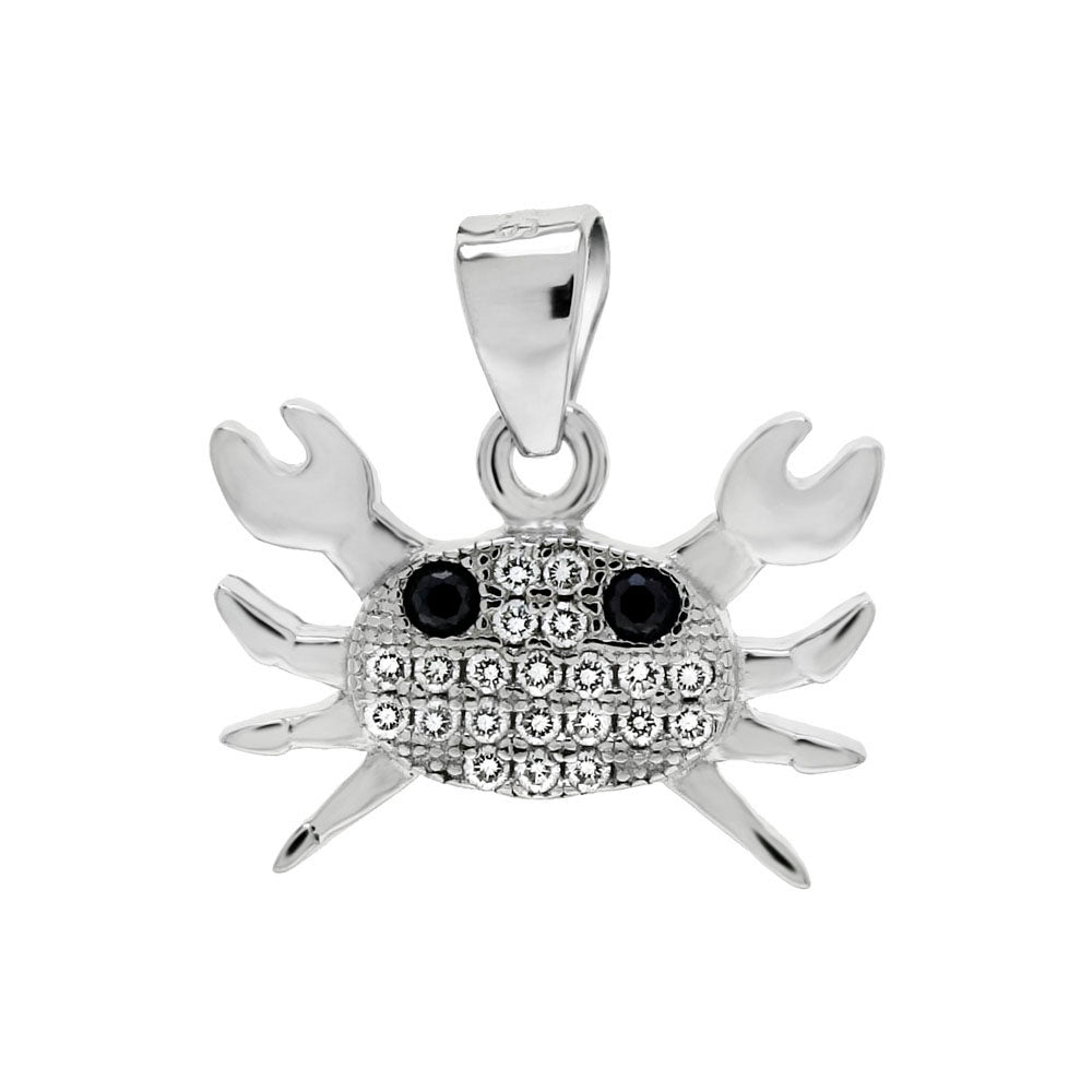 Sterling Silver Pave Cubic Zirconia Crab Pendant