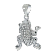 Load image into Gallery viewer, Sterling Silver Frog Shaped Pendant With Pave CZ