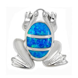 Sterling Silver Simulated Blue Opal Frog Pendant