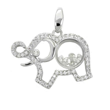 Load image into Gallery viewer, Sterling Silver Elephant Pave CZ Pendant