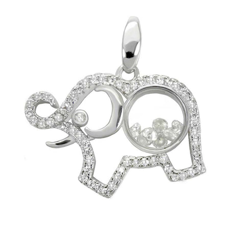 Sterling Silver Elephant Pave CZ Pendant