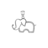 Sterling Silver Elephant CZ Pendant Width-23.2mm, Height-7/8mm