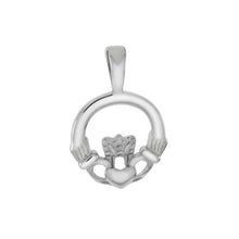 Load image into Gallery viewer, Sterling Silver Claddagh Rhodium PendantAnd Diameter 15.5mm