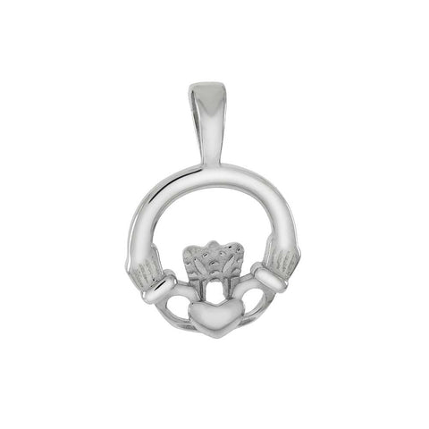 Sterling Silver Claddagh Rhodium PendantAnd Diameter 15.5mm