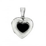Sterling Silver Black Onyx Heart Locket Pendant And Width 7/8 inch