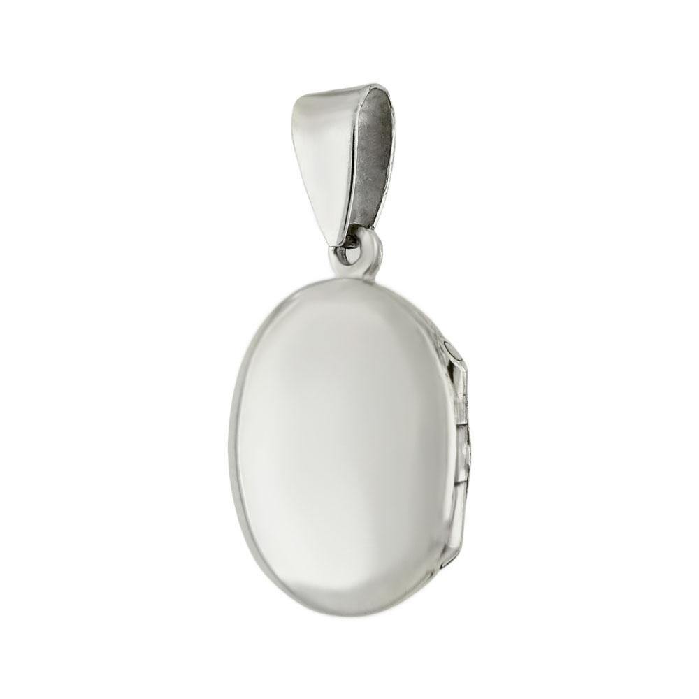 Sterling Silver High Polished Oval Locket Pendant - silverdepot
