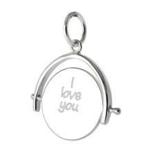 Load image into Gallery viewer, Sterling Silver Spinning Disc I Love You And Heart Pendant