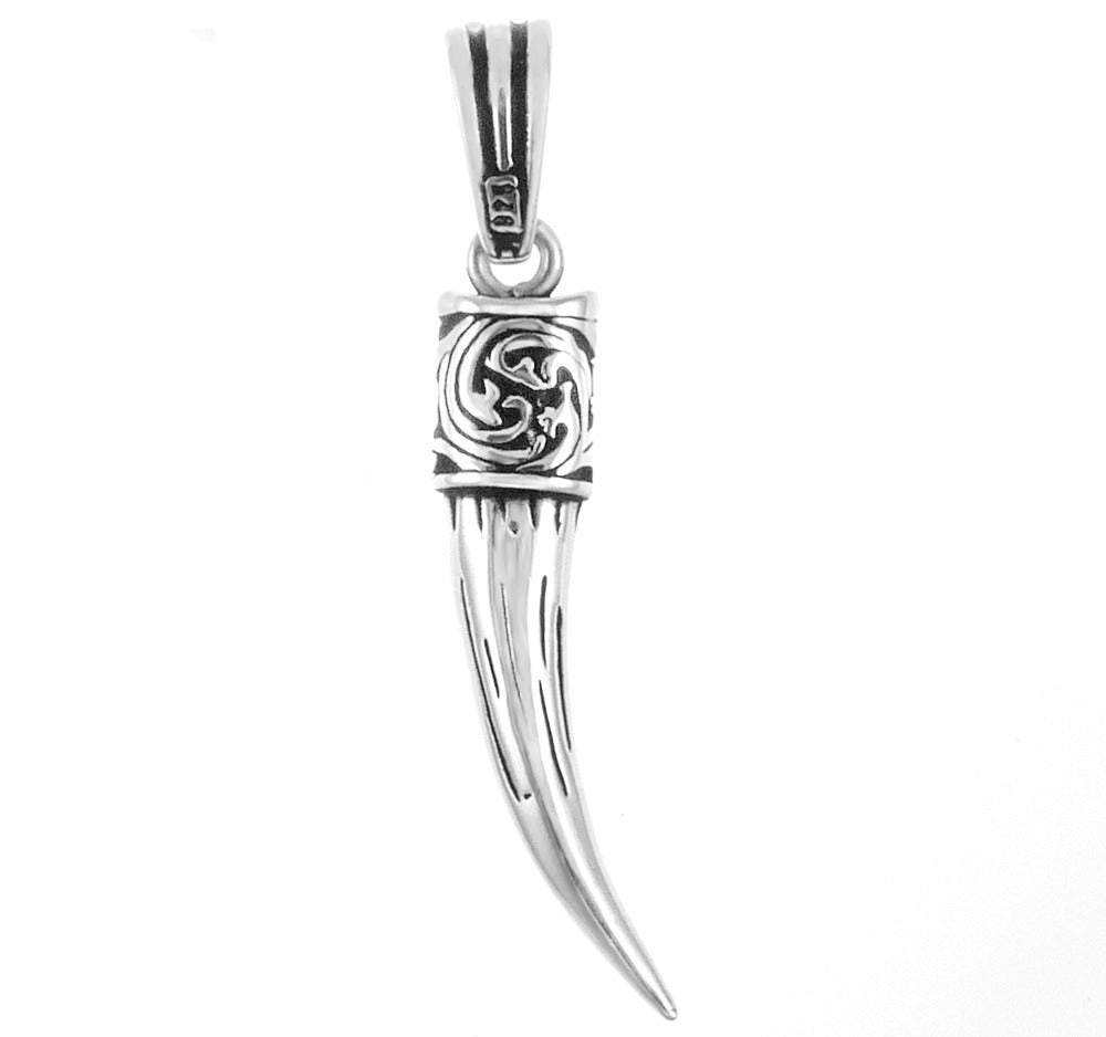 Sterling Silver Tooth Amulet Horn Pendant