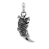 Sterling Silver Oxidized Dragon Head Horn Pendant Weight-7.1 gram, Width-10.7mm, Height 1 3/8 inch