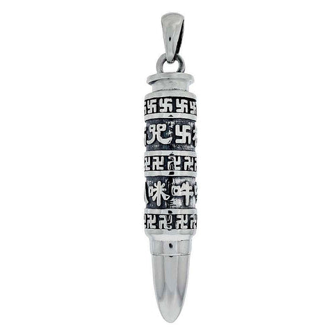 Sterling Silver Talisman Bullet Openable Oxidized Pendant