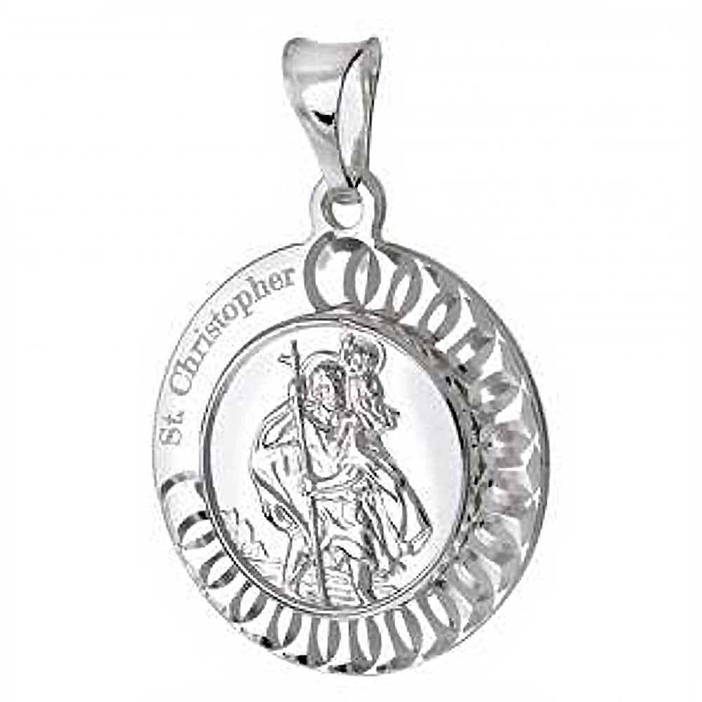 Italian Sterling Silver ST. Christopher Medal PendantAnd Weight 8.8gramAnd Length 1 3/8 inchesAnd Diameter 25mm