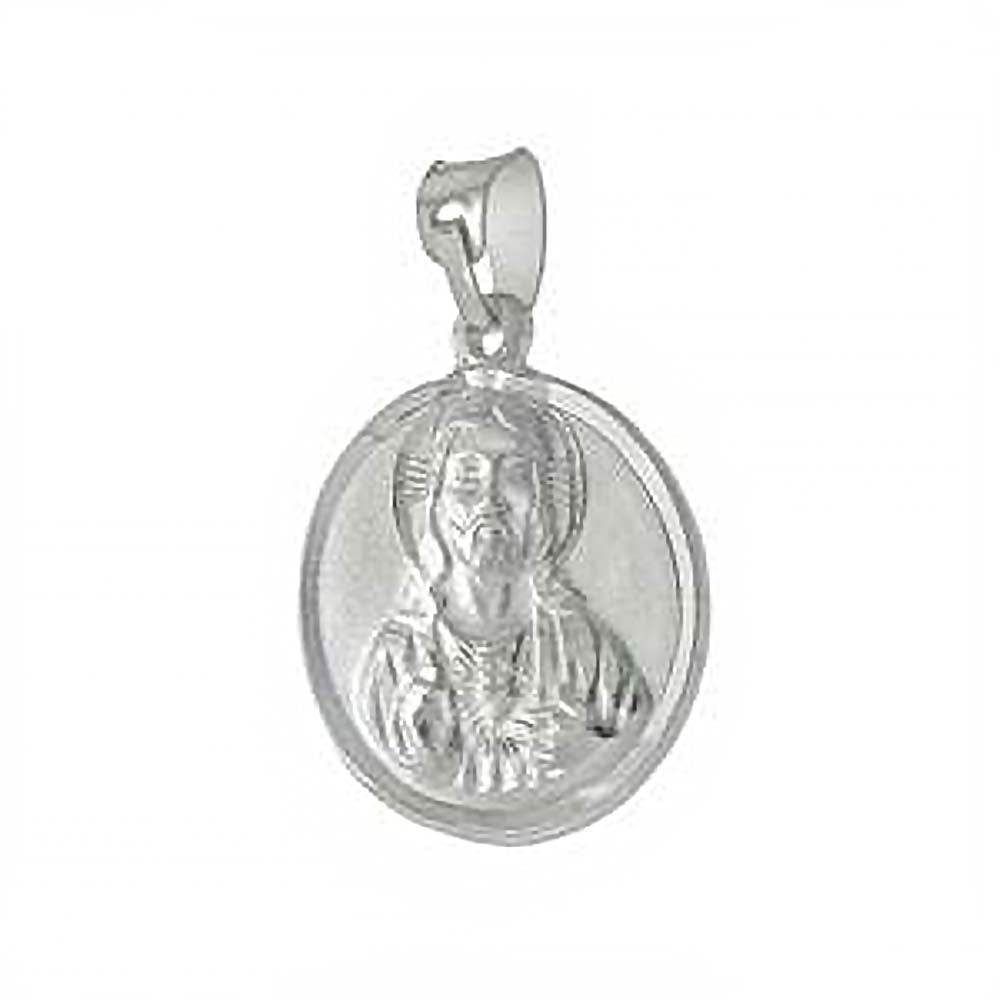 Sterling Silver Guadalupe And Jesus Diamond Cut Medal Pendant Double SidedAnd Length 1 inchesAnd Diameter 18mm