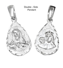 Load image into Gallery viewer, Sterling Silver Madonna And Child With Jesus Reverse Side Diamong Cut Medal Pendant