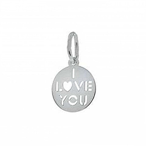 Italian Sterling Silver I LOVE YOU Charm PendantAnd Diameter 11.5mm