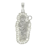 Sterling Silver Saint Jude Thaddeus With CZ Pendant