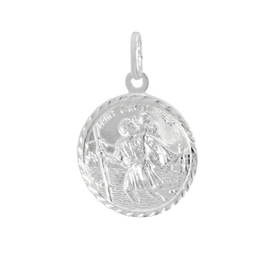 Sterling Silver Saint Christopher Medal Pendant Height-1inch, Diameter-17.5mm