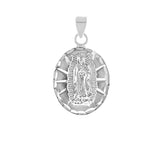 Sterling Silver Lady of Guadalupe Oval D/C Pendant
