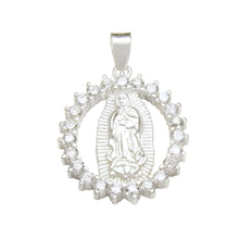 Load image into Gallery viewer, Sterling Silver Lady Of Guadalupe With Cubic Zirconia Pendant