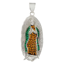 Load image into Gallery viewer, Sterling Silver Lady Of Guadalupe With CZ Rhodium Pendant