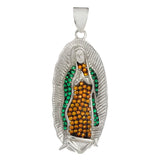 Sterling Silver Lady Of Guadalupe With CZ Rhodium Pendant