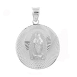 Sterling Silver Lady Of Guadalupe 3D Diamond Cut Medal Pendant