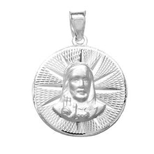 Load image into Gallery viewer, Sterling Silver Sacred Heart and Lady of Guadalupe Double-Side Medal Pendant