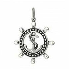 Load image into Gallery viewer, Sterling Silver Mariner Anchor-Wheel Oxidized Pendant