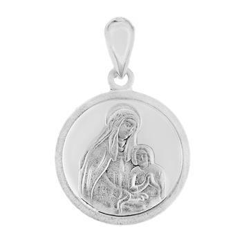 Sterling Silver Virgin Mary and Child D/C Medal Pendant