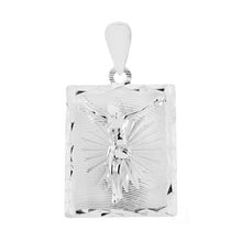 Load image into Gallery viewer, Sterling Silver D/C Rectangle Medal Jesus Christ Pendant