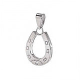 Sterling Silver Cubic Zirconia Horseshoes Rhodium Pendant And Width 5/8 inch