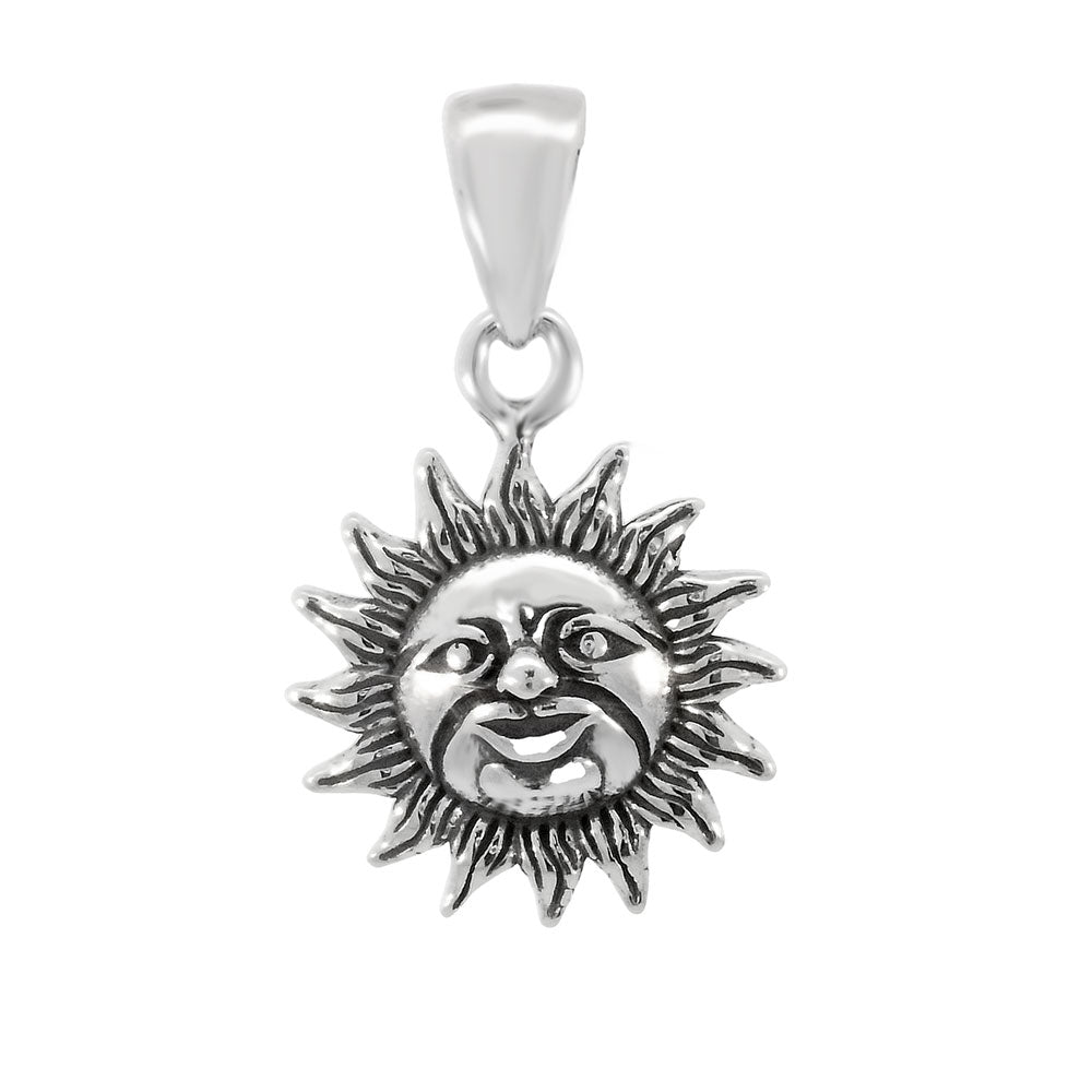 Sterling Silver Oxidized Double Sided Sun Pendant Weight-6.6gram, Height-1 2/8inch, Diameter-9.5inch