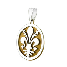 Load image into Gallery viewer, Italian Sterling Silver Laser Cut Two Tone Fleur De Lis Pendant