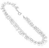 Sterling Silver Dangling Hearts Disc Charm Anklet