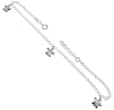 Sterling Silver Flat Round Rolo With Dangle Butterfly Charm Anklet